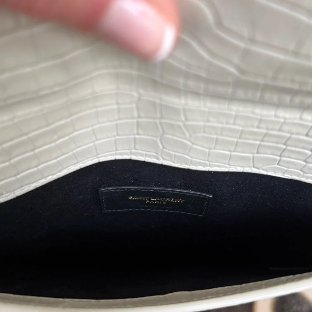 Yves Saint Laurent Ivory Croc-Embossed Clutch - Picture 5 of 5